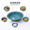 Blue ceramic bowl, a simple household meal bowl for holding rice bowls, large and deep bowl full image